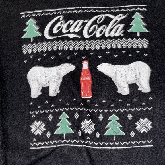 Coca-cola black fleece sweatshirt size medium with polar bears and winter theme - Picture 2 of 4